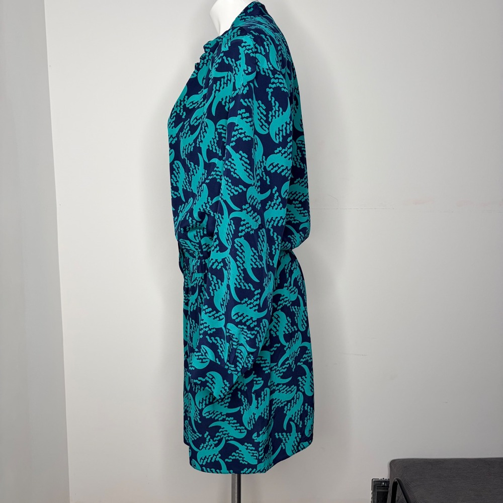 Diane von Furstenberg Deandra Dress Women 10 Teal Blue 100% Silk DVF - Picture 5 of 16